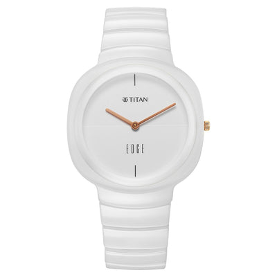 Titan Edge Squircle White Dial White Ceramic Strap Women's Watch 2757QC01 - view 1