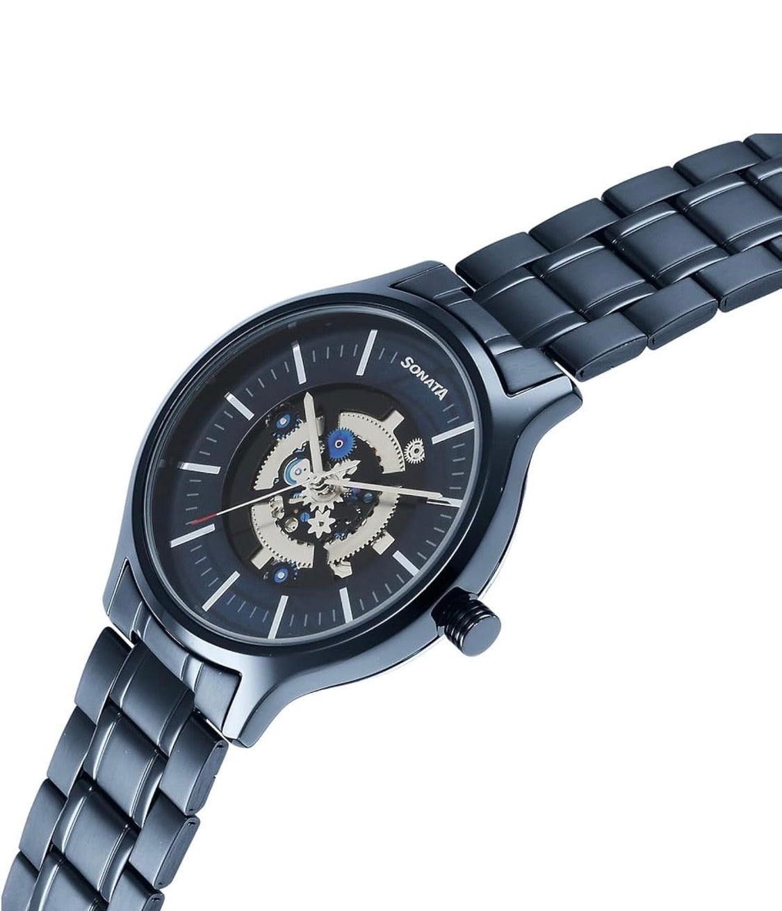 Sonata Unveil Blue Skeleton Dial Blue Stainless Steel Strap Men's Watch 7140QM02 - view 3