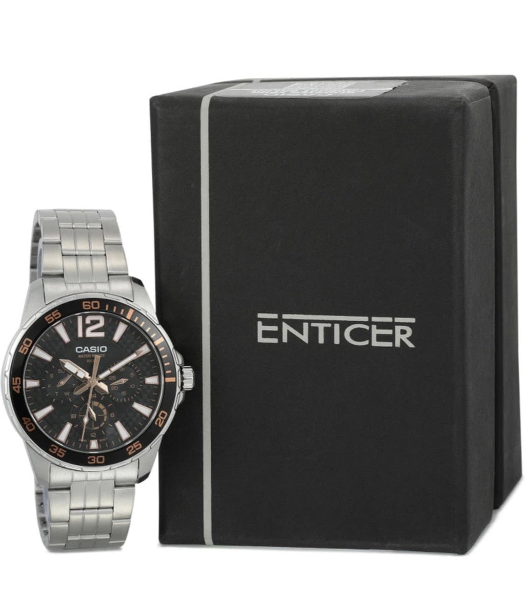 Casio Enticer Black Dial Silver Steel Strap Men's Chronograph Watch MTD-330D-1A3VDF - view 6