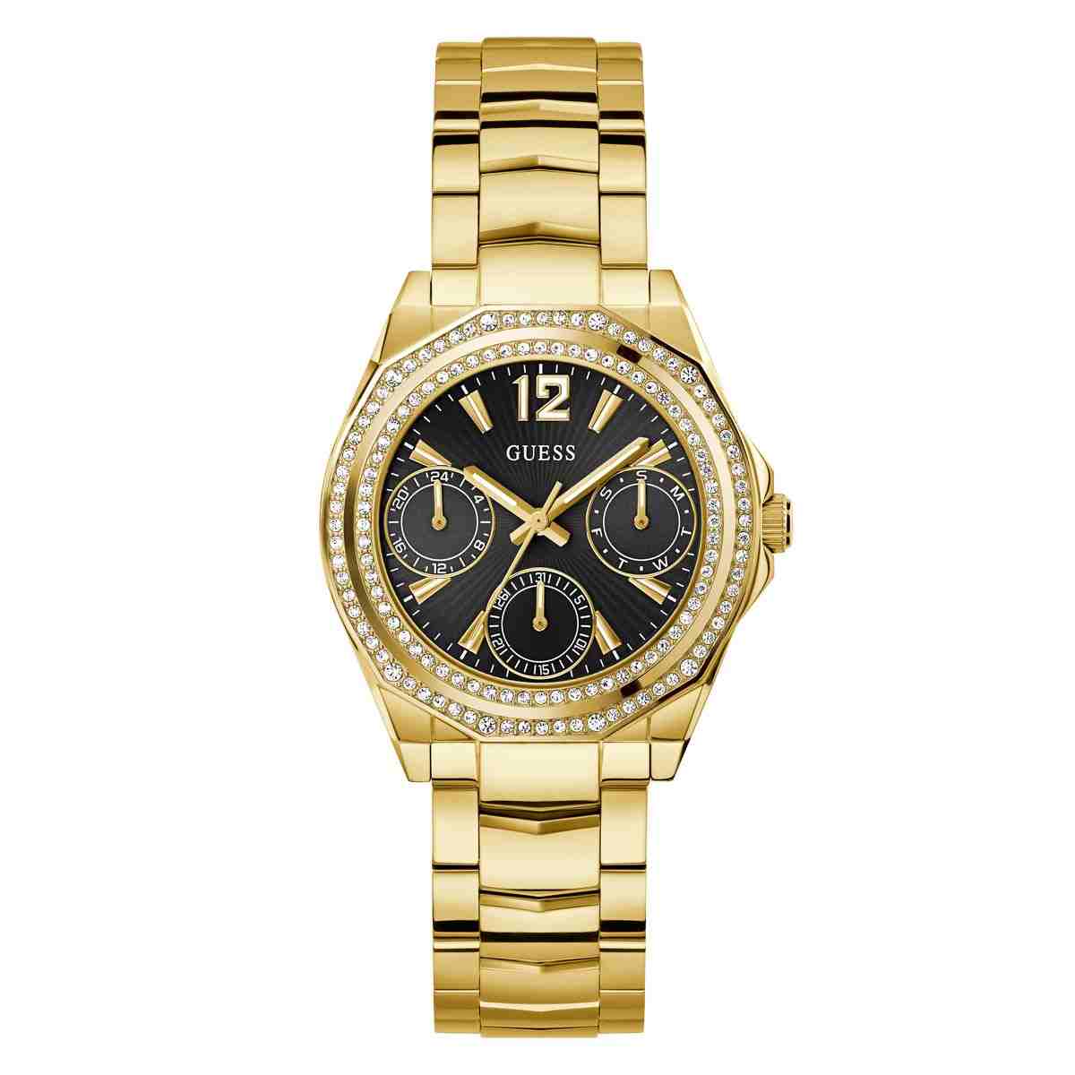 Guess Ritzy Black Dial Gold-Tone Stainless Steel Strap Women's Watch GW0685L4 - view 1
