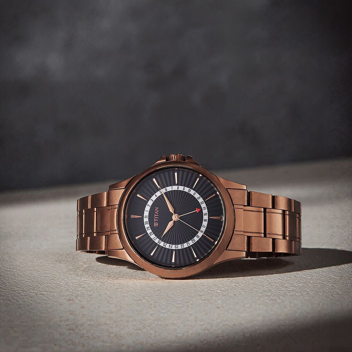 Titan Karishma Black Dial Brown Stainless Steel Strap Men's Watch 10038QM01 - view 1