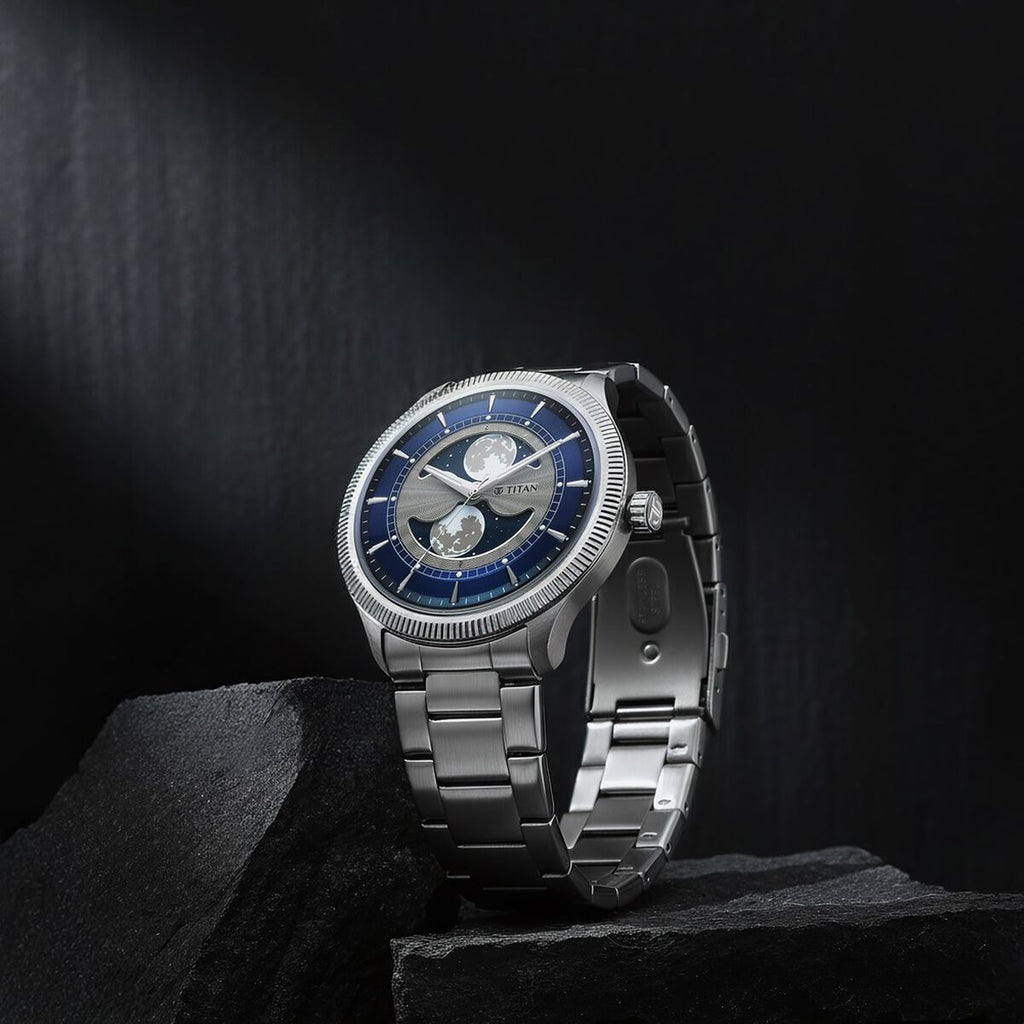Titan Stellar Blue Dial Silver Stainless Steel Strap Men's Watch 10050SM01 - view 1