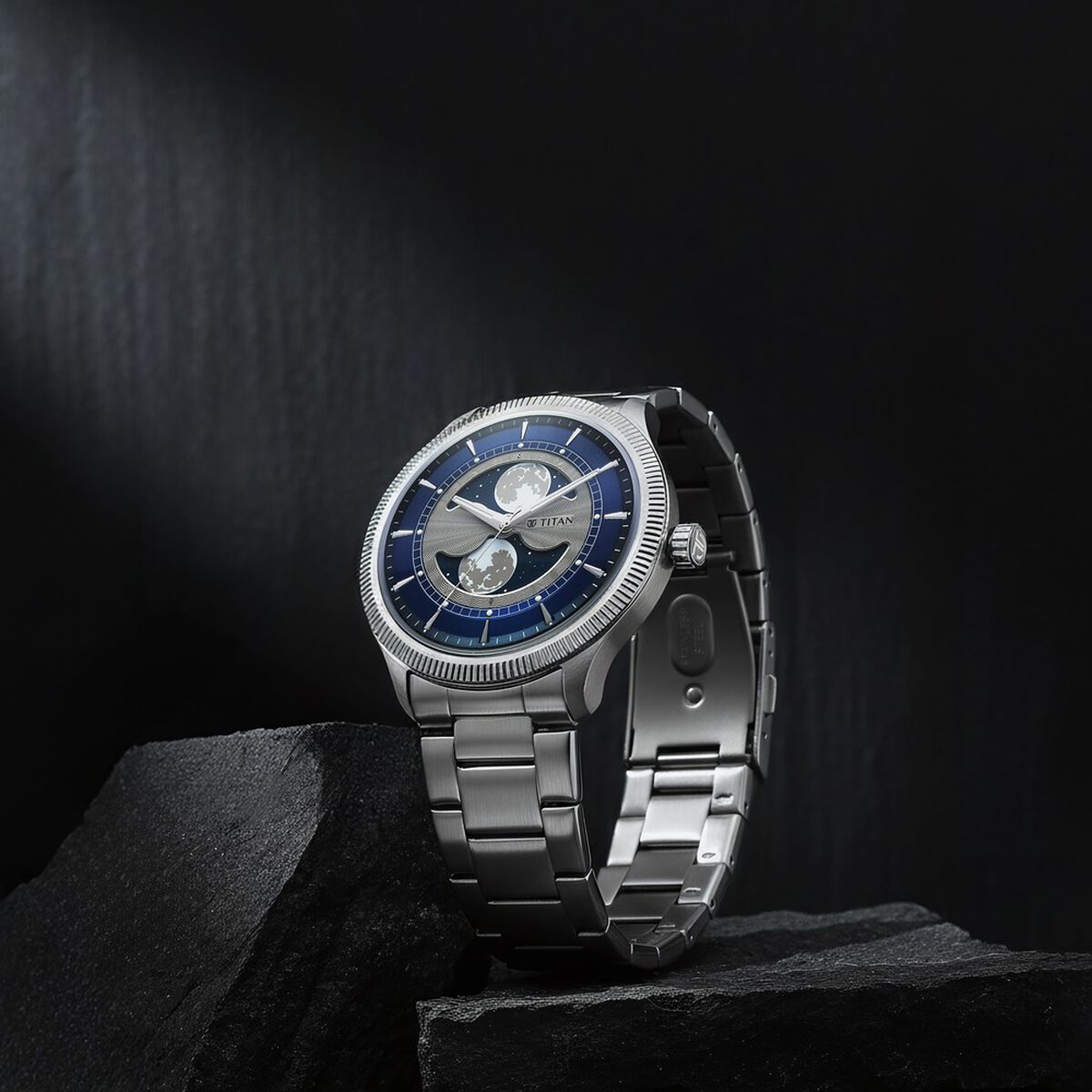 Titan Stellar Blue Dial Silver Stainless Steel Strap Men's Watch 10050SM01 - view 1