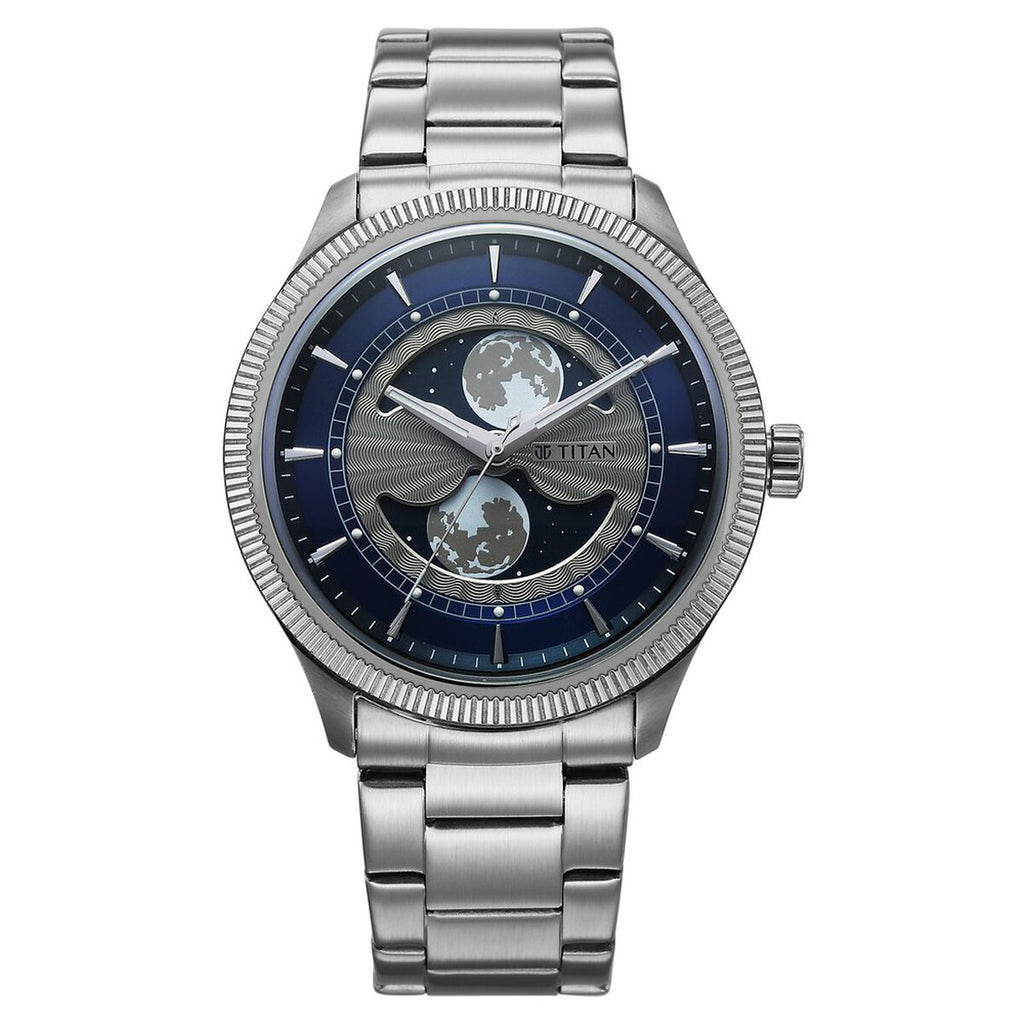 Titan Stellar Blue Dial Silver Stainless Steel Strap Men's Watch 10050SM01 - view 2