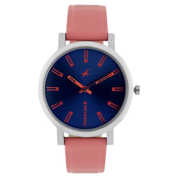 Fastrack Blue Dial Pink Leather Strap Women's Analog Watch - view 1