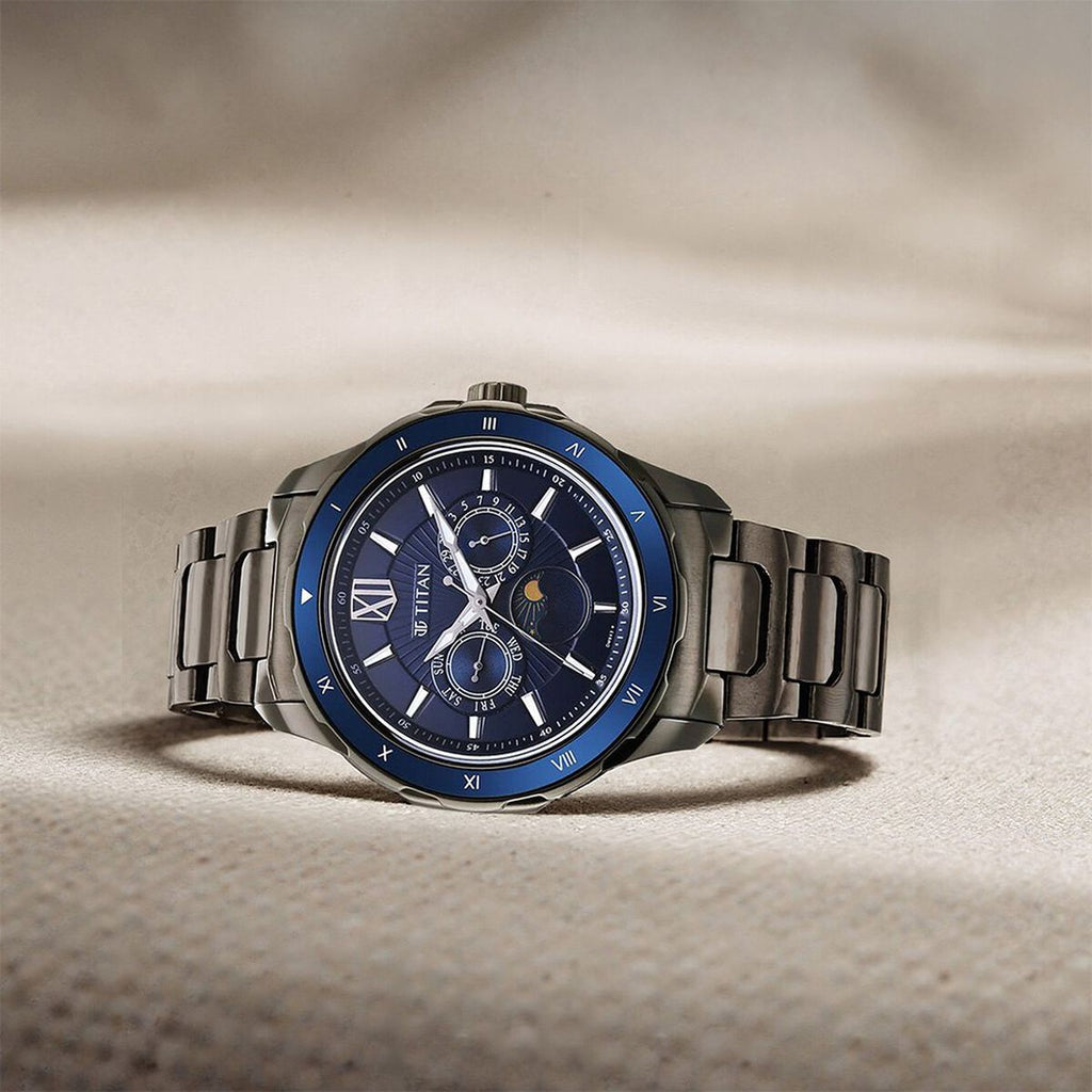 Titan Regalia Premium Blue Dial Grey Stainless Steel Strap Men's Watch 1688KM07 - view 1