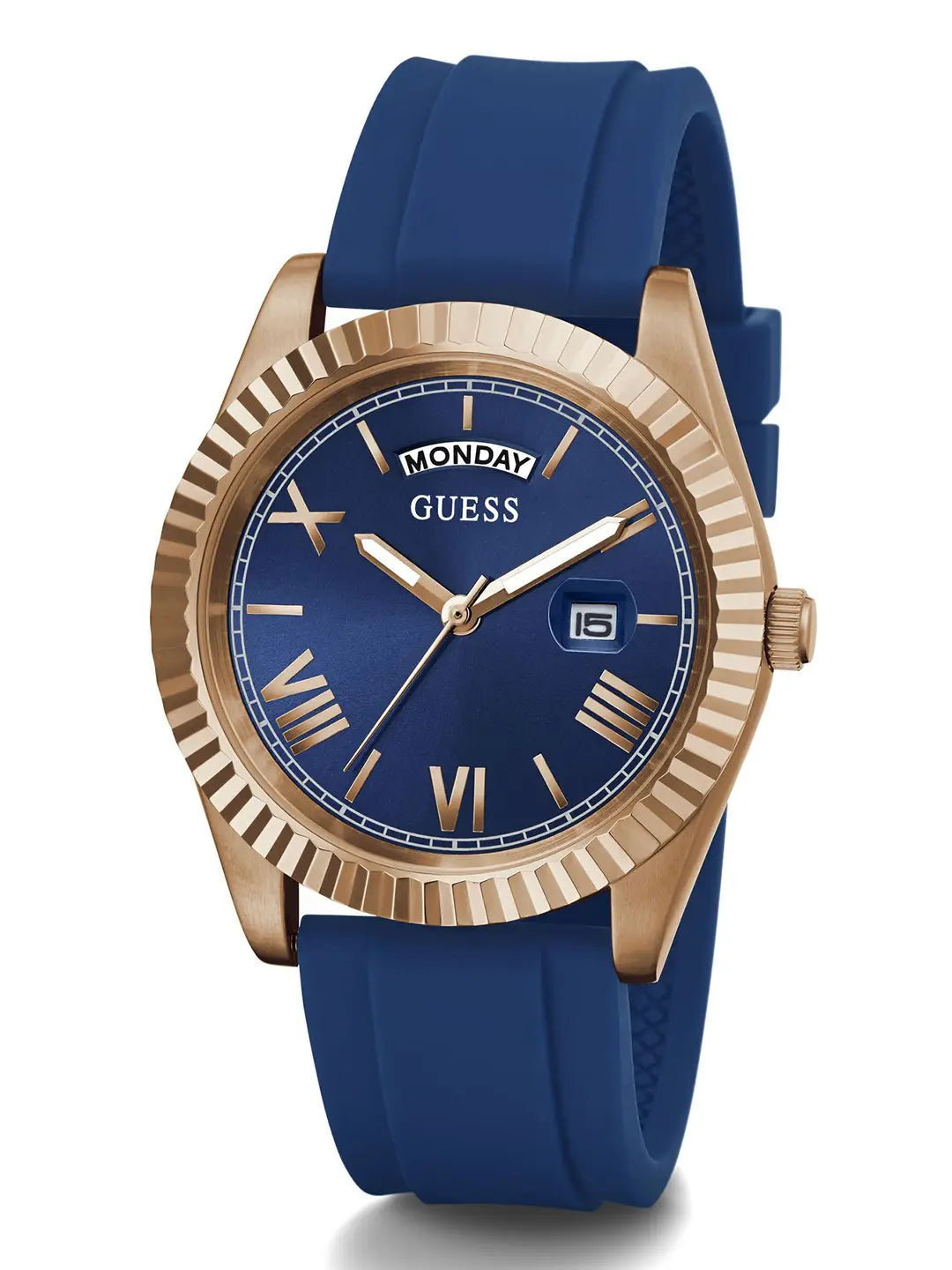 Guess Blue Dial Blue Silicone Strap Men's Analog Watch GW0335G2 - view 3