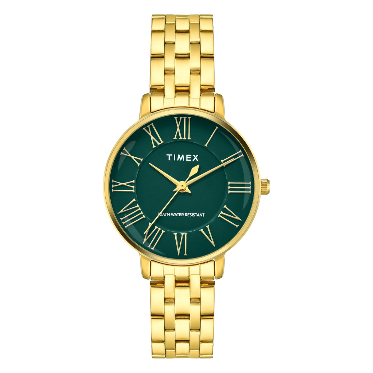 Timex Trendline Green Dial Gold Stainless Steel Strap Women's Watch TWEL19106 - view 1