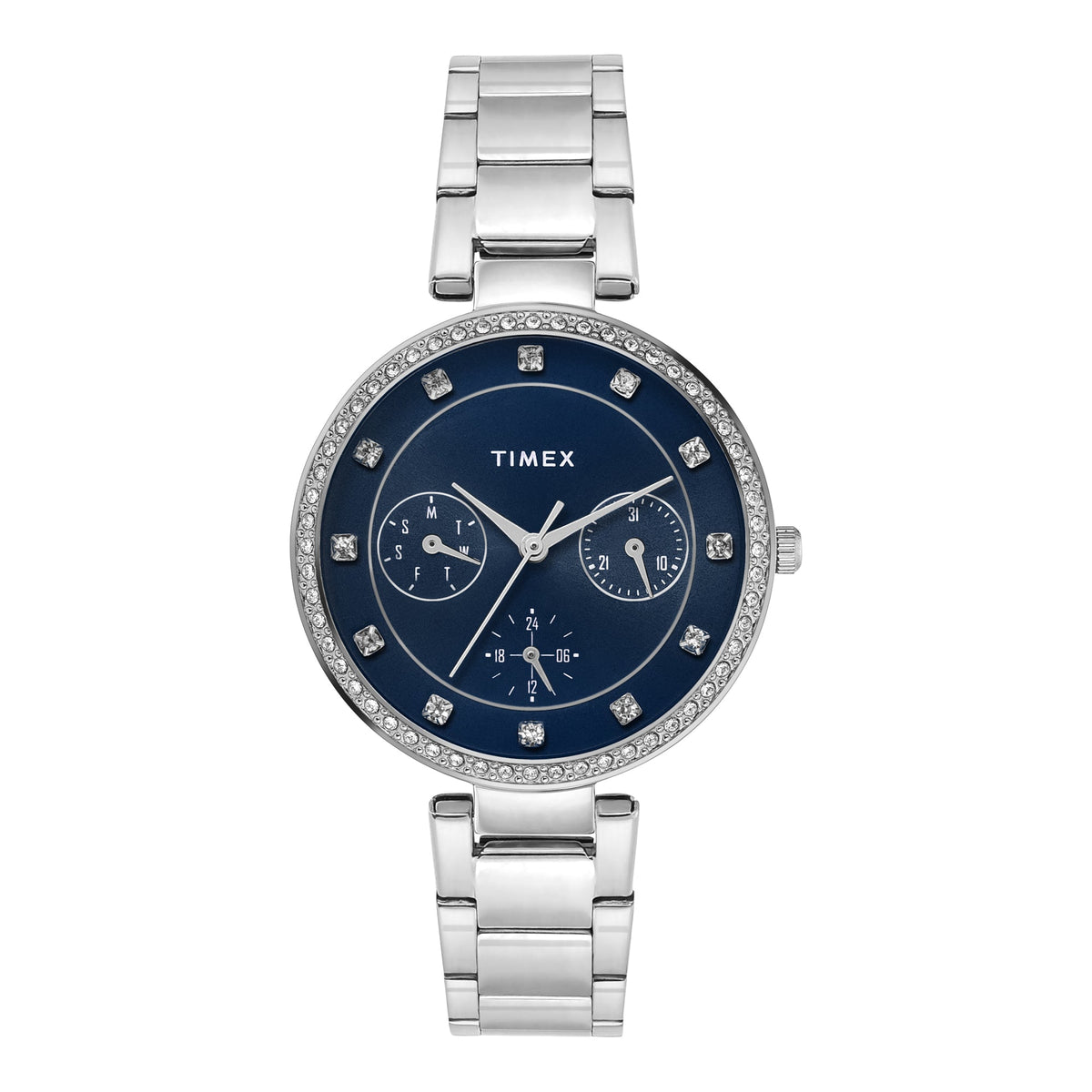 Timex Trendline Blue Dial Silver Stainless Steel Strap Women's Watch TWEL18729 - view 1
