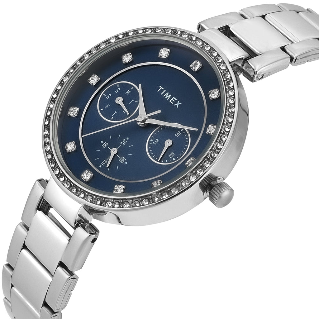 Timex Trendline Blue Dial Silver Stainless Steel Strap Women's Watch TWEL18729 - view 3