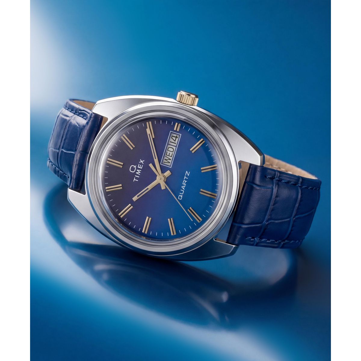 Timex Q Reissue Blue Dial Blue Leather Strap Men's Watch TW2Y87100UJ - view 6