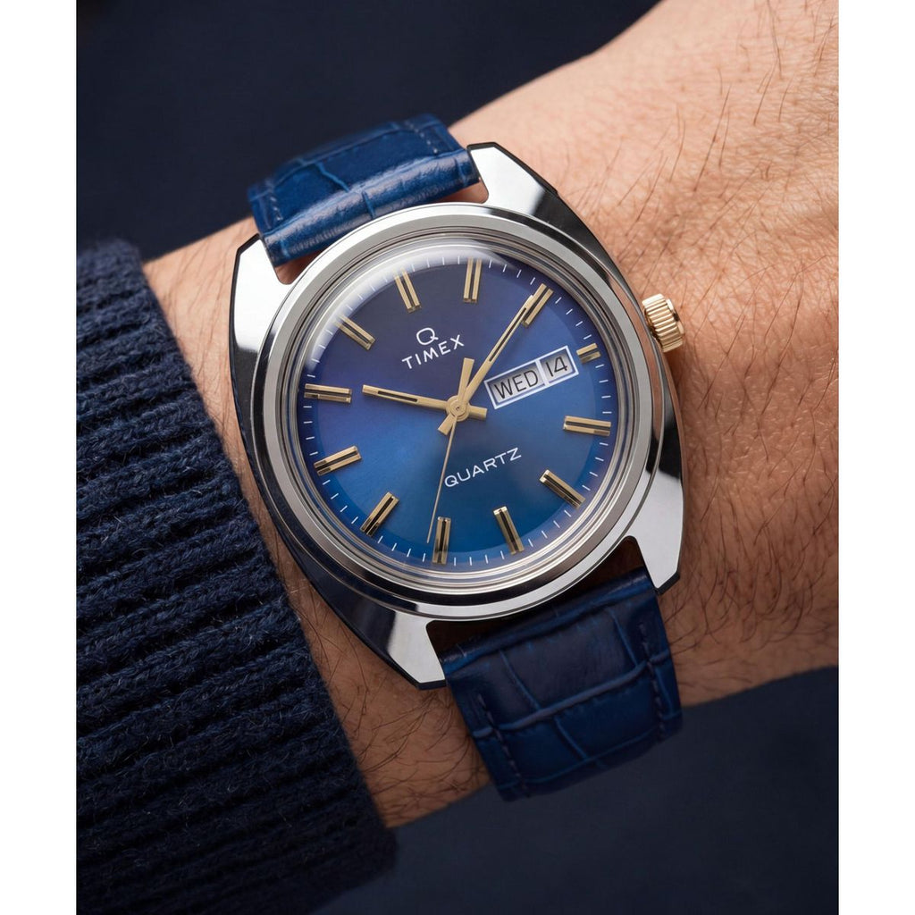 Timex Q Reissue Blue Dial Blue Leather Strap Men's Watch TW2Y87100UJ - view 4