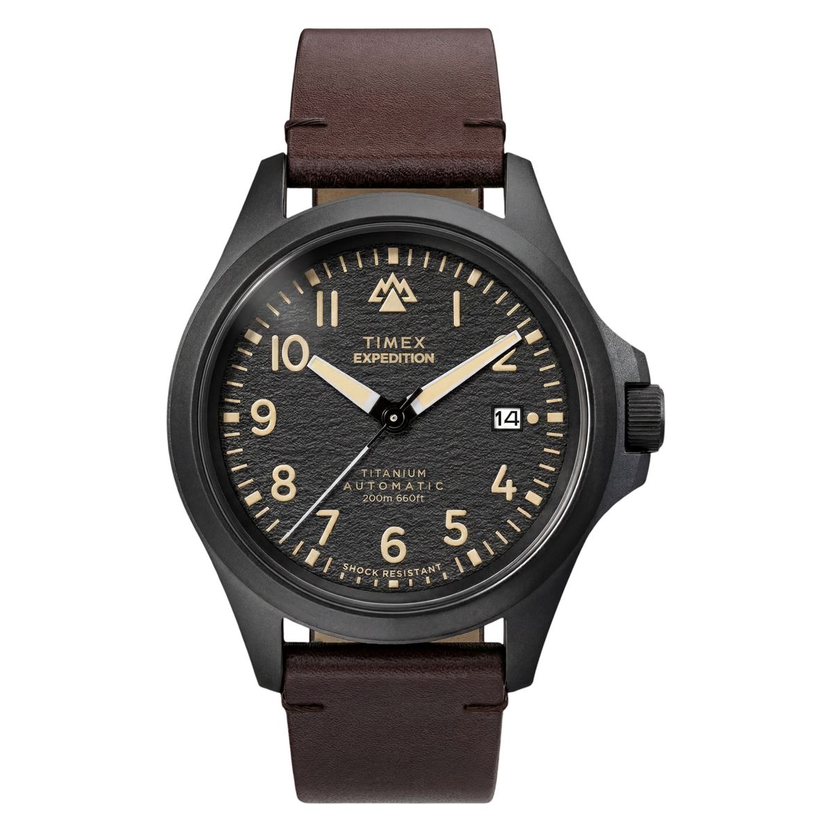 Timex Expedition Titanium Automatic Black Dial Brown Leather Strap Men's Watch TW2Y90900UJ - view 1