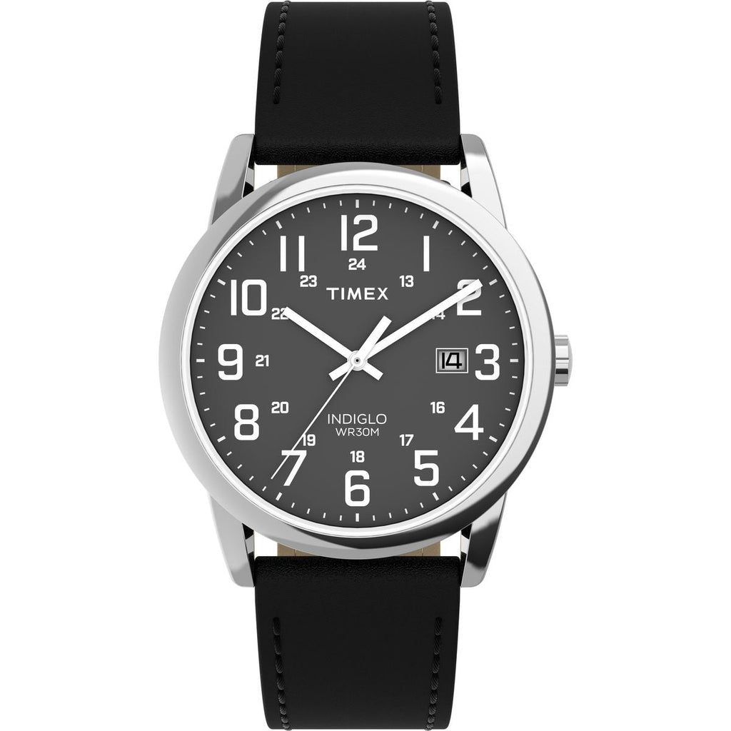 Timex Easy Reader Black Dial Black Leather Strap Men's Watch TW2Y12800JQ - view 1