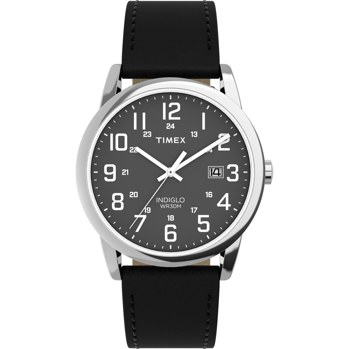 Timex Easy Reader Black Dial Black Leather Strap Men's Watch TW2Y12800JQ - view 1