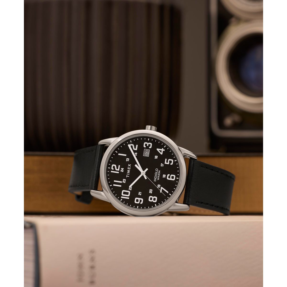Timex Easy Reader Black Dial Black Leather Strap Men's Watch TW2Y12800JQ - view 6