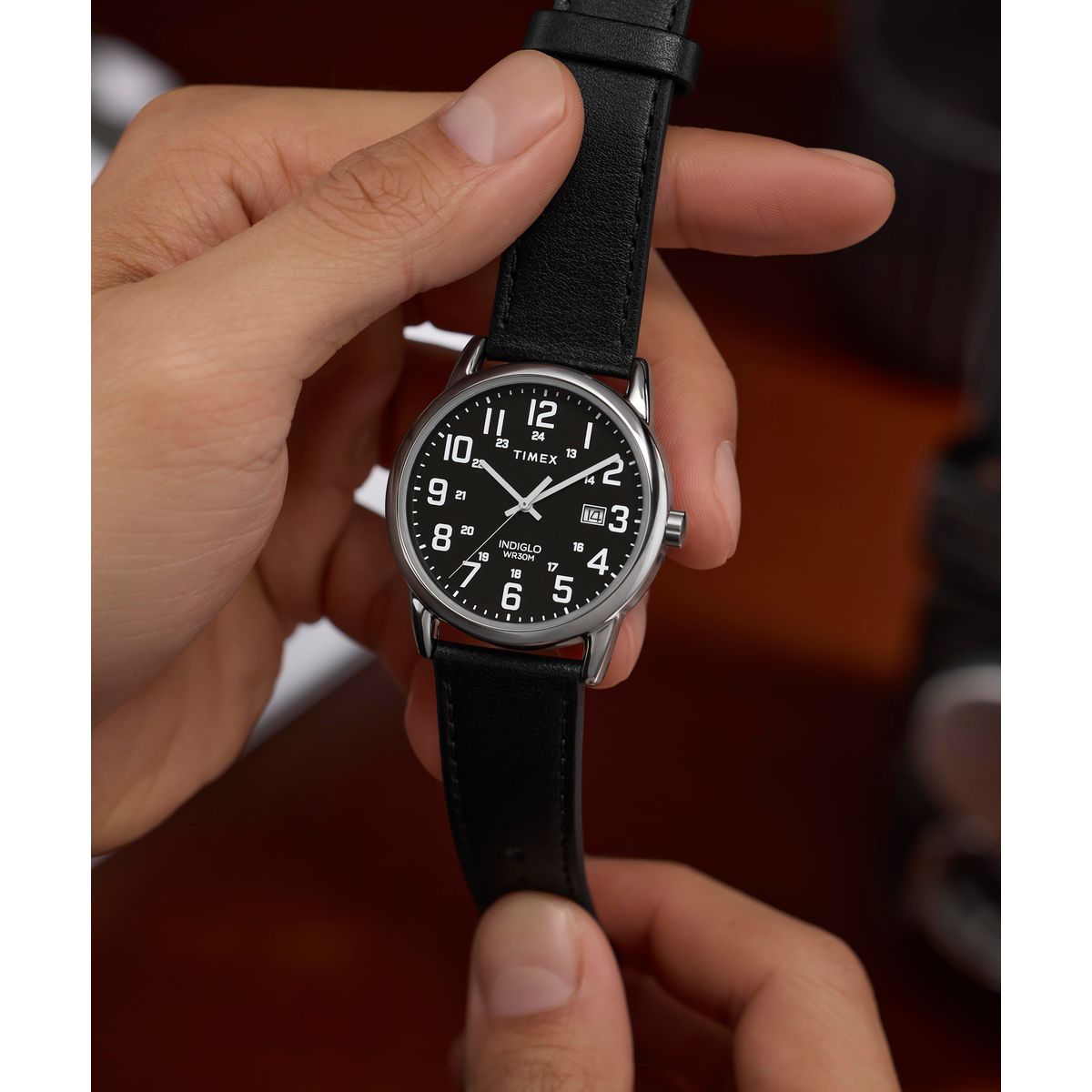 Timex Easy Reader Black Dial Black Leather Strap Men's Watch TW2Y12800JQ - view 4
