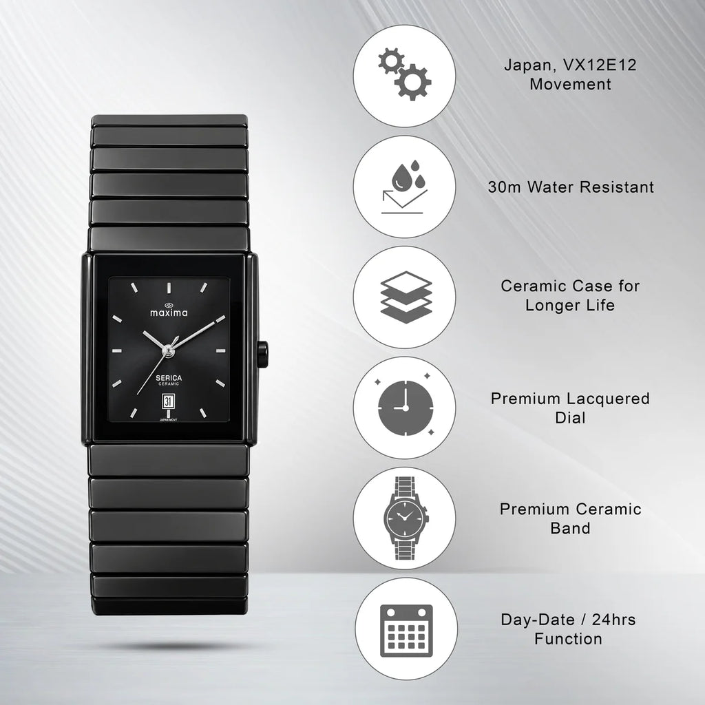 Maxima Serica Black Dial Ceramic Strap Men's Watch 74791CMGJ - view 2