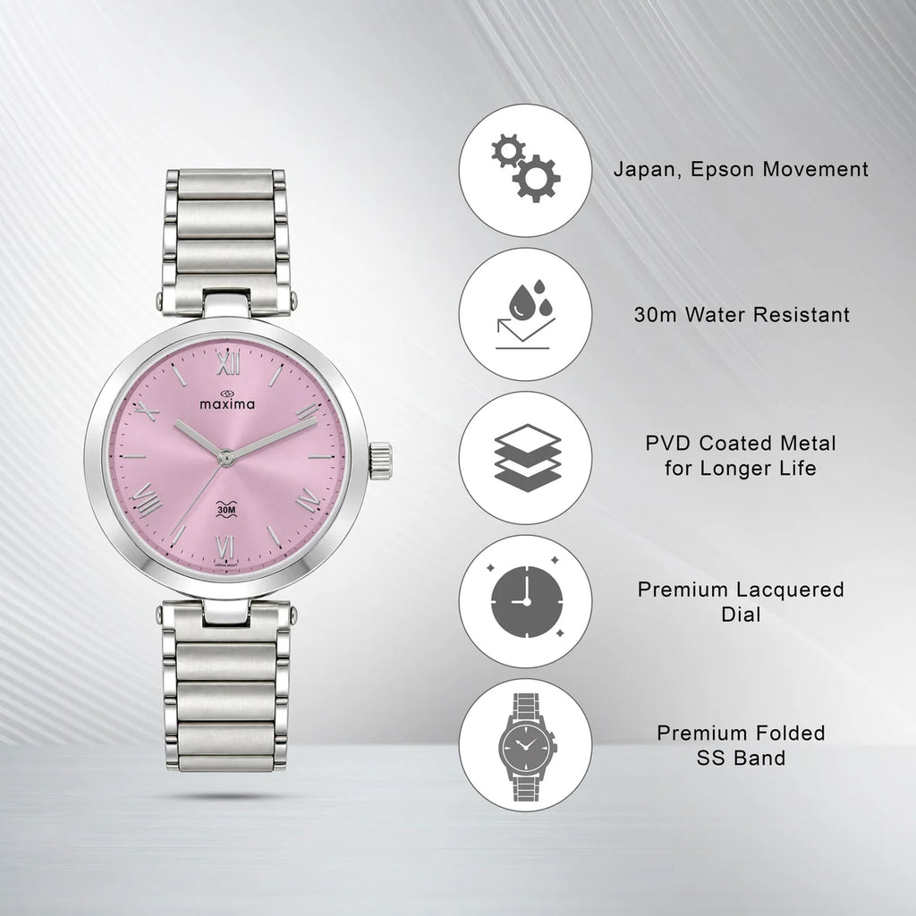 Maxima Attivo Pink Dial Stainless Steel Strap Women's Watch 74921CMLI - view 3