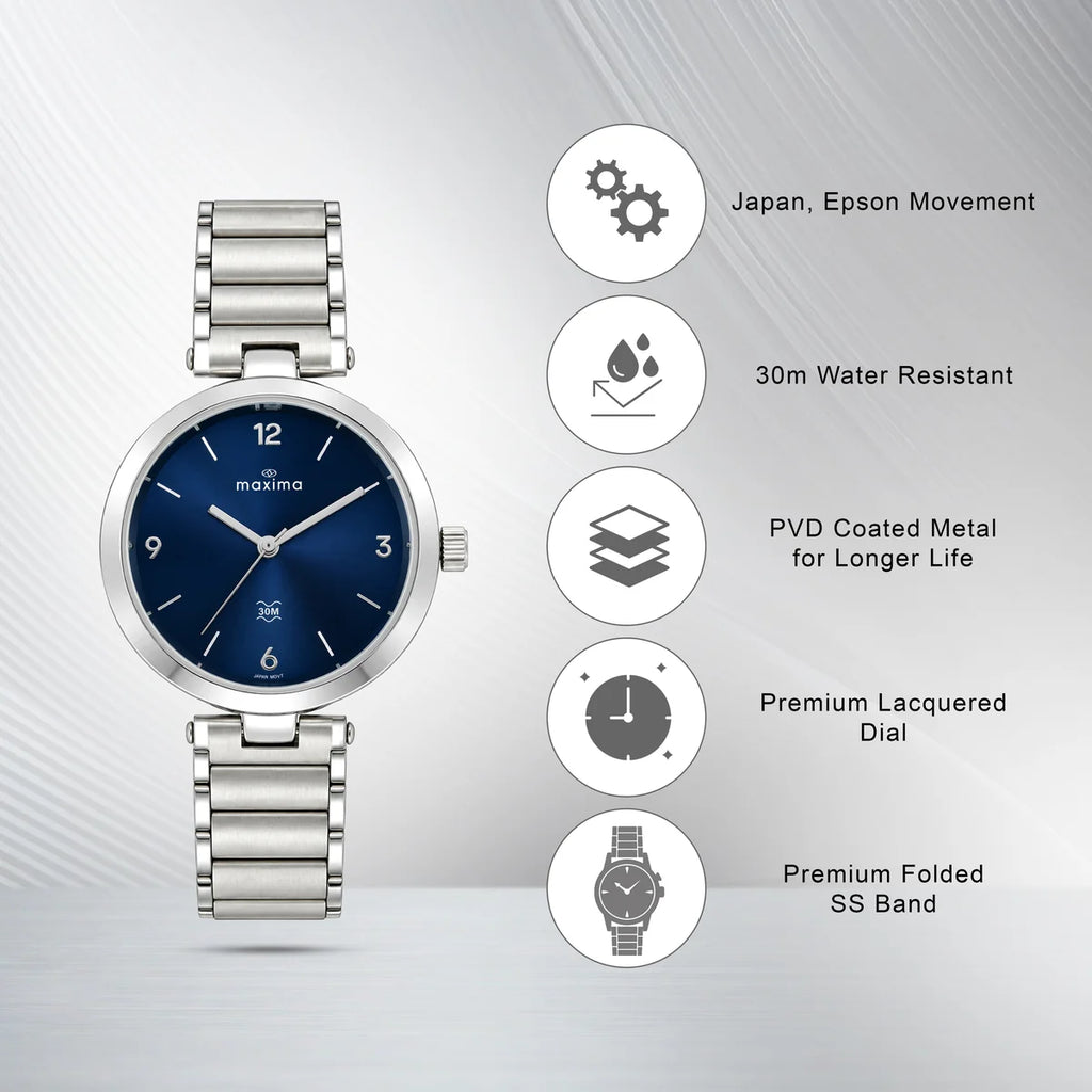 Maxima Attivo Blue Dial Stainless Steel Strap Women's Watch 74922CMLI - view 2