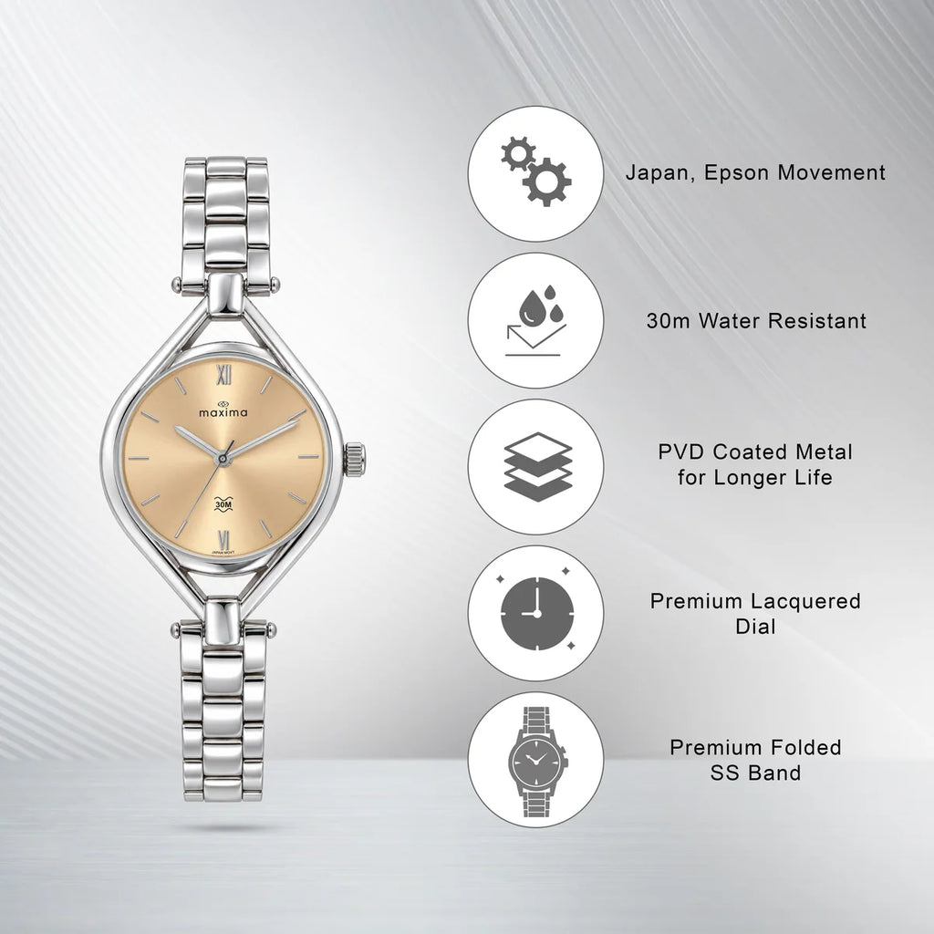 Maxima Attivo Peach Dial Stainless Steel Strap Women's Watch 74932CMLI - view 2