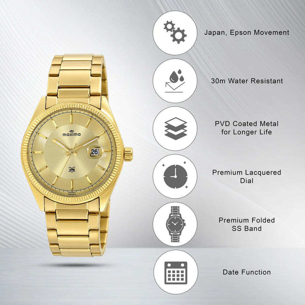 Maxima Apex Gold Dial Stainless Steel Strap Men's Watch 75280CMGL - view 3