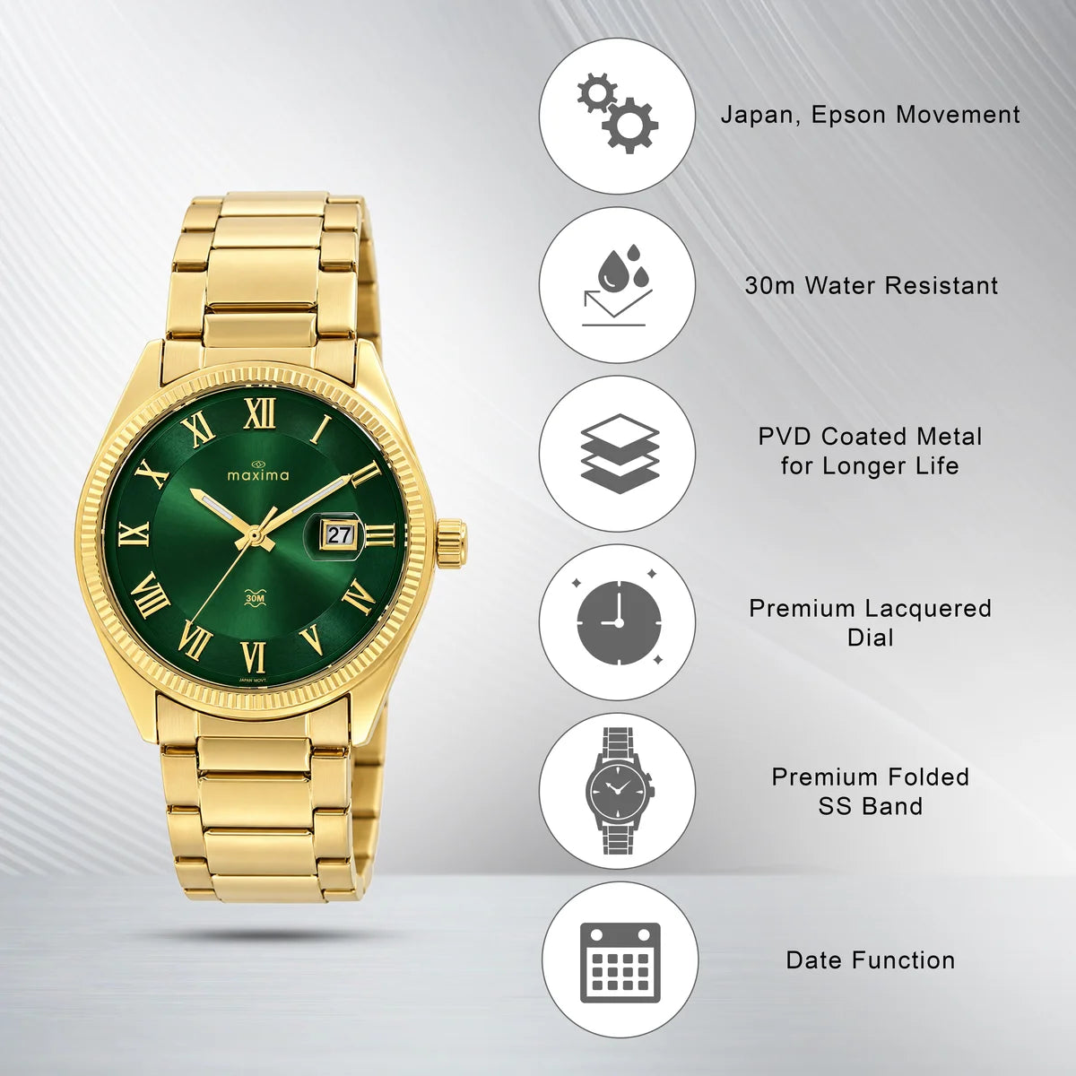 Maxima Apex Green Dial Stainless Steel Strap Kids' Watch 75283CMGL - view 3