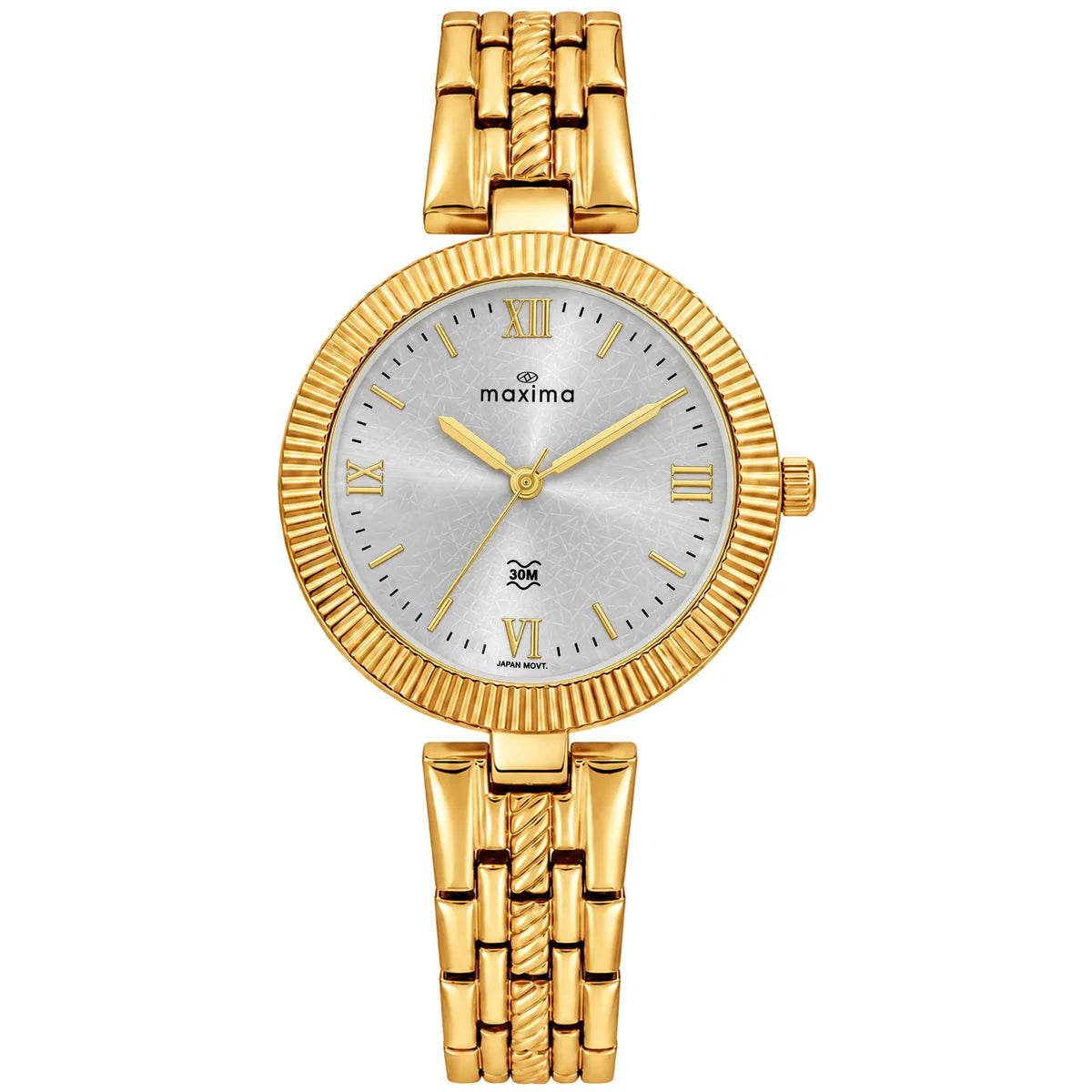 Maxima Gold Silver Dial Brass Strap Women's Watch 75360BMLY - view 1