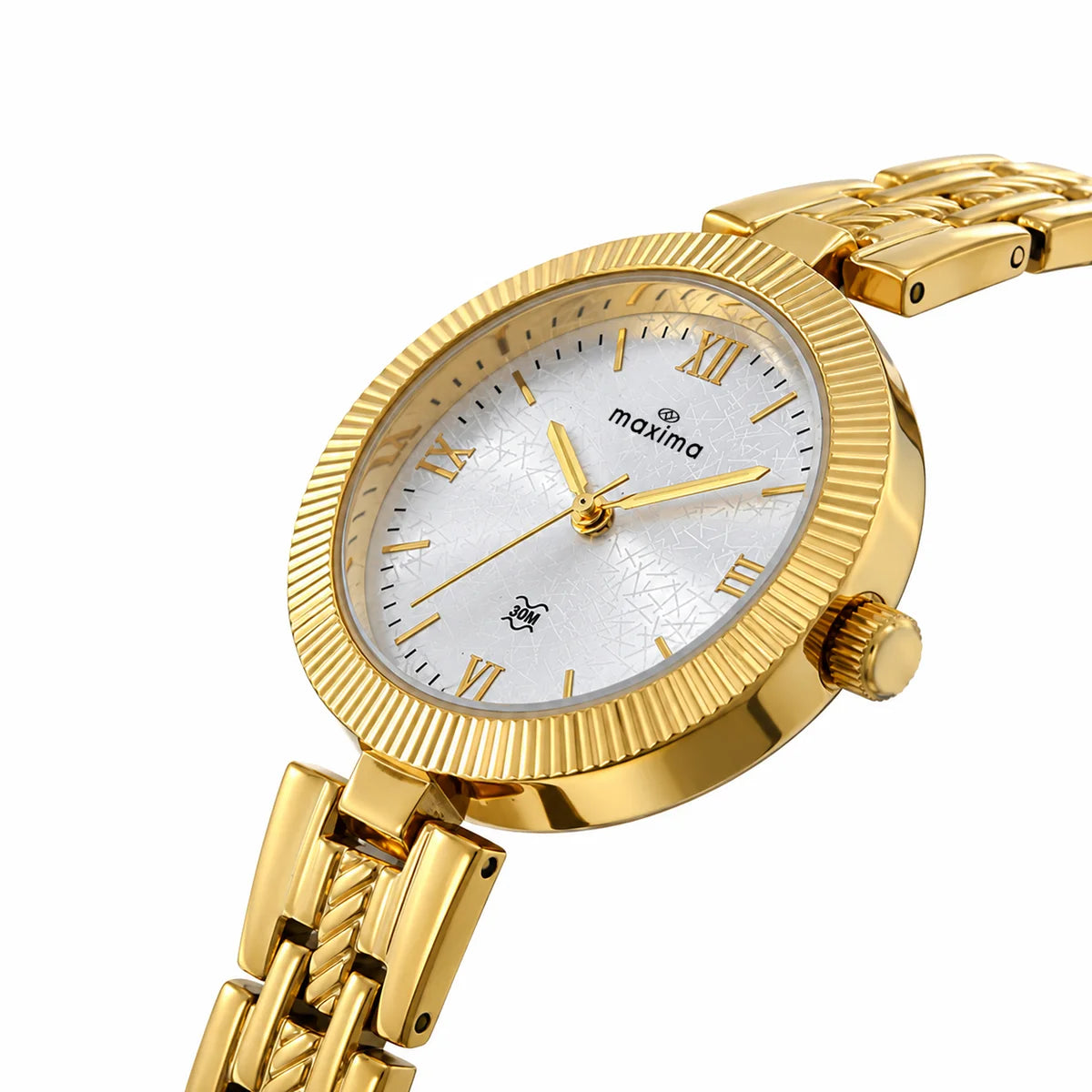 Maxima Gold Silver Dial Brass Strap Women's Watch 75360BMLY - view 2