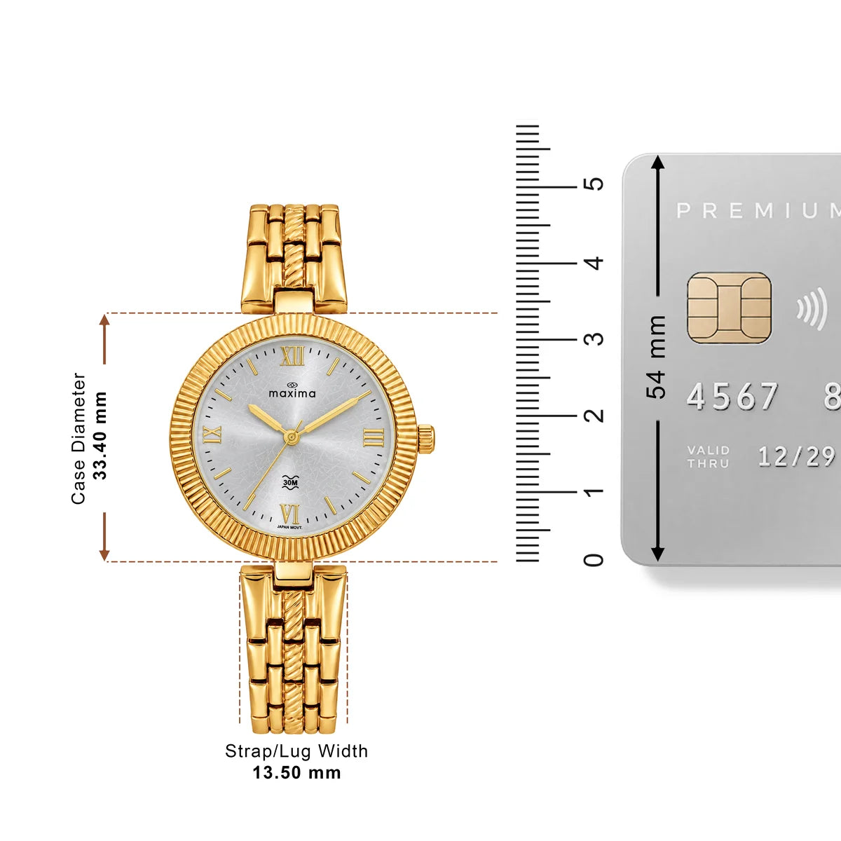 Maxima Gold Silver Dial Brass Strap Women's Watch 75360BMLY - view 4