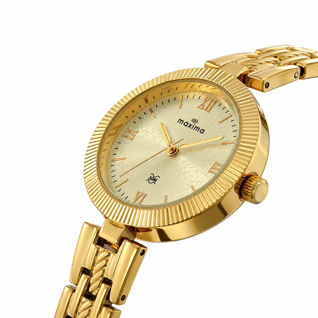 Maxima Gold Gold Dial Brass Strap Women's Watch 75361BMLY - view 2