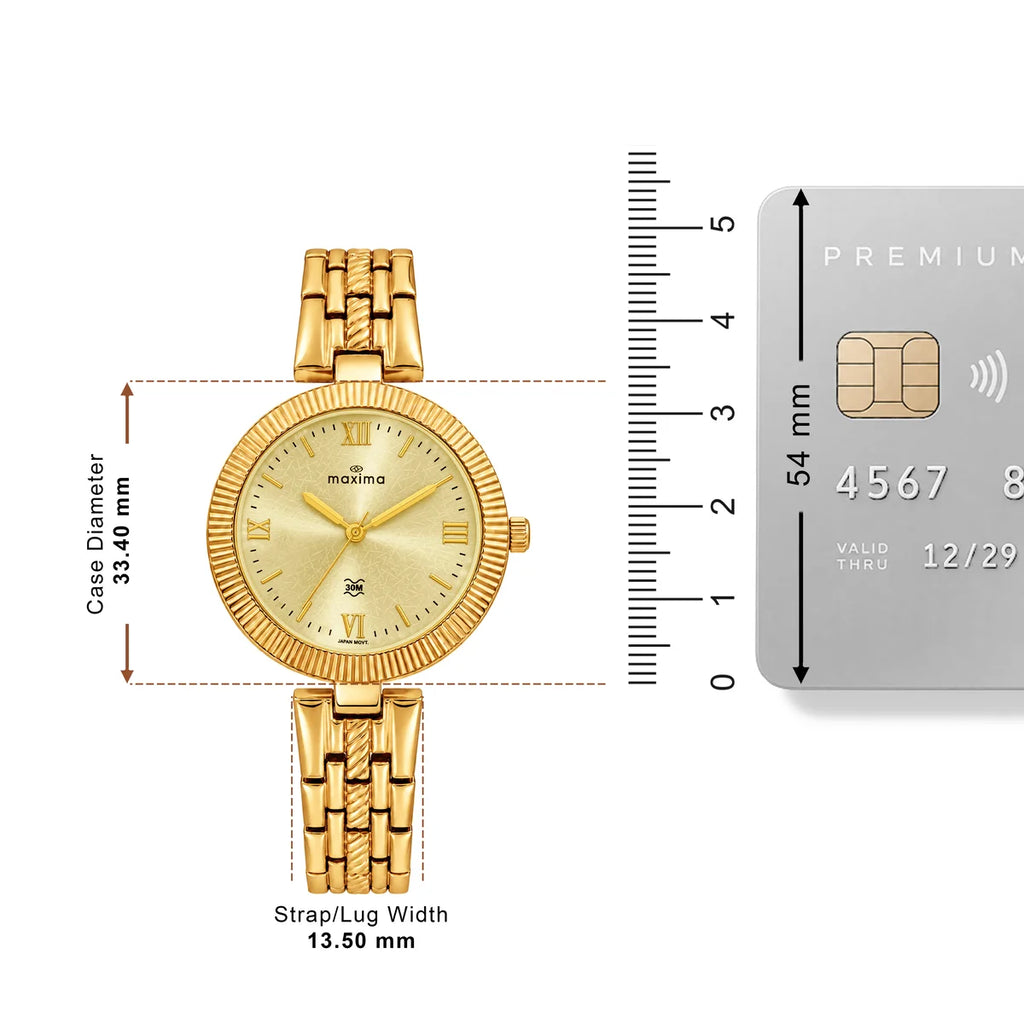 Maxima Gold Gold Dial Brass Strap Women's Watch 75361BMLY - view 4