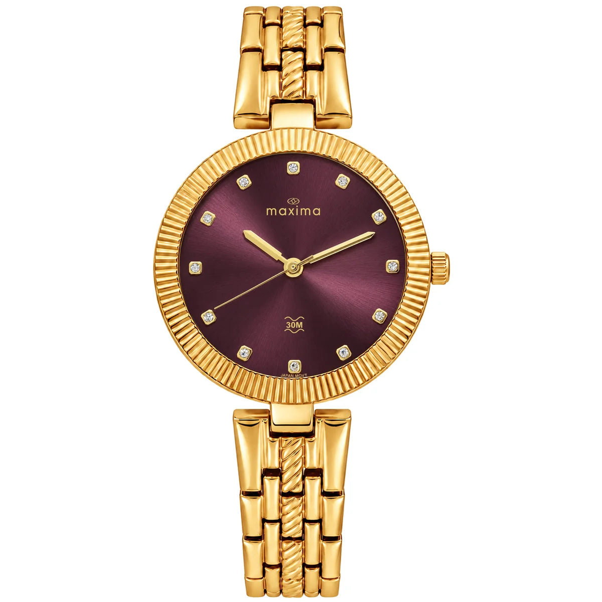 Maxima Gold Wine Dial Brass Strap Women's Watch 75362BMLY - view 1