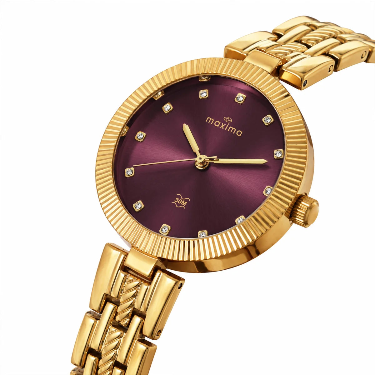Maxima Gold Wine Dial Brass Strap Women's Watch 75362BMLY - view 2