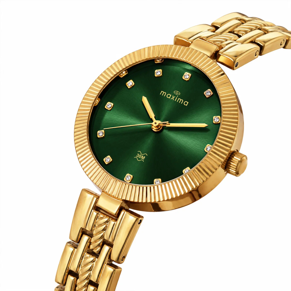 Maxima Gold Green Dial Brass Strap Women's Watch 75363BMLY - view 2
