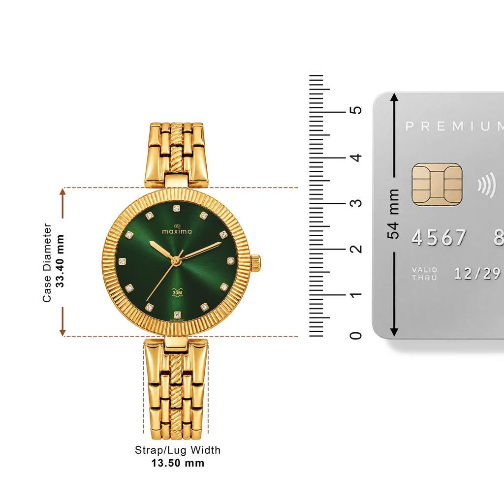 Maxima Gold Green Dial Brass Strap Women's Watch 75363BMLY - view 4
