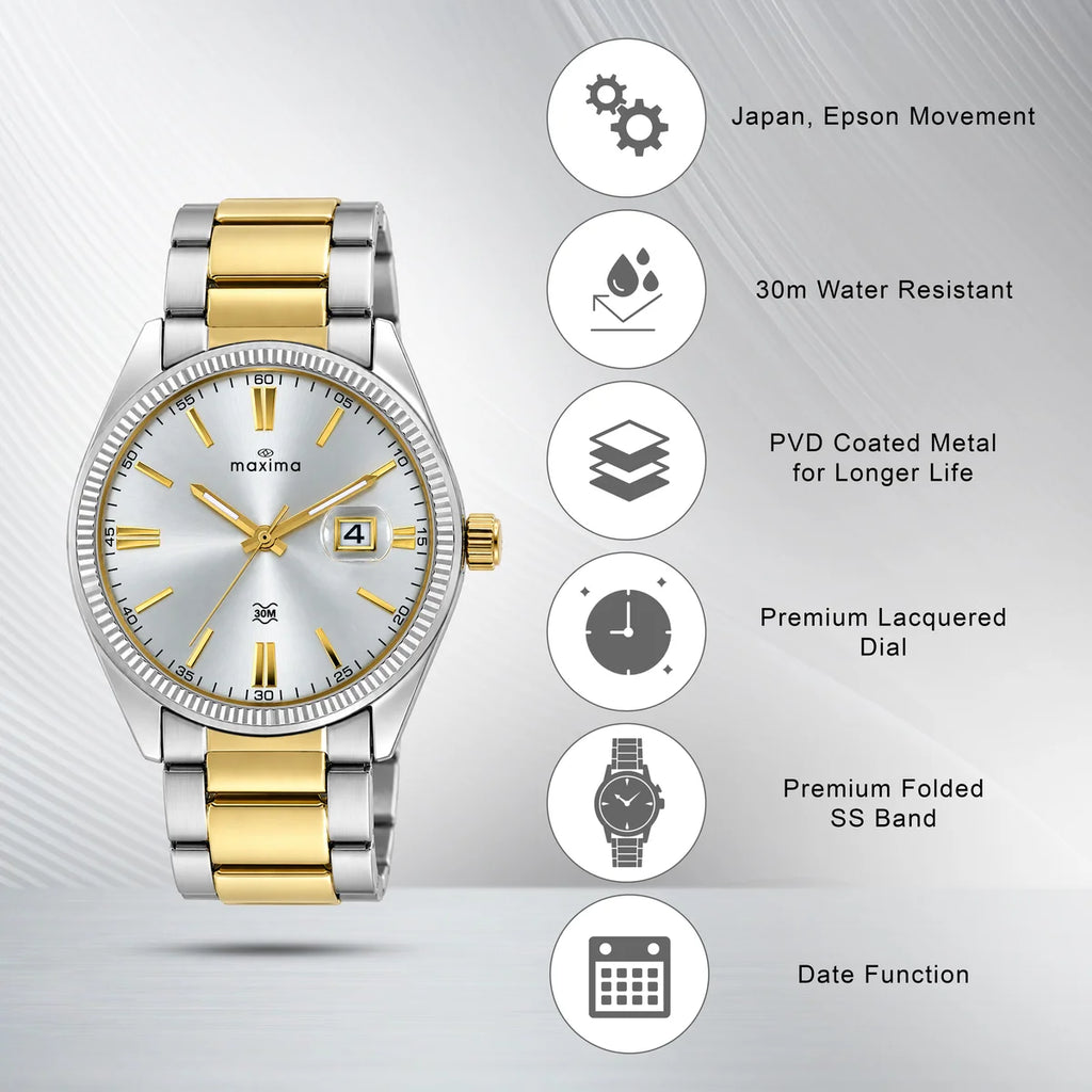 Maxima Apex Silver Dial Two-Tone Stainless Steel Strap Men's Watch 75290CMGT - view 3