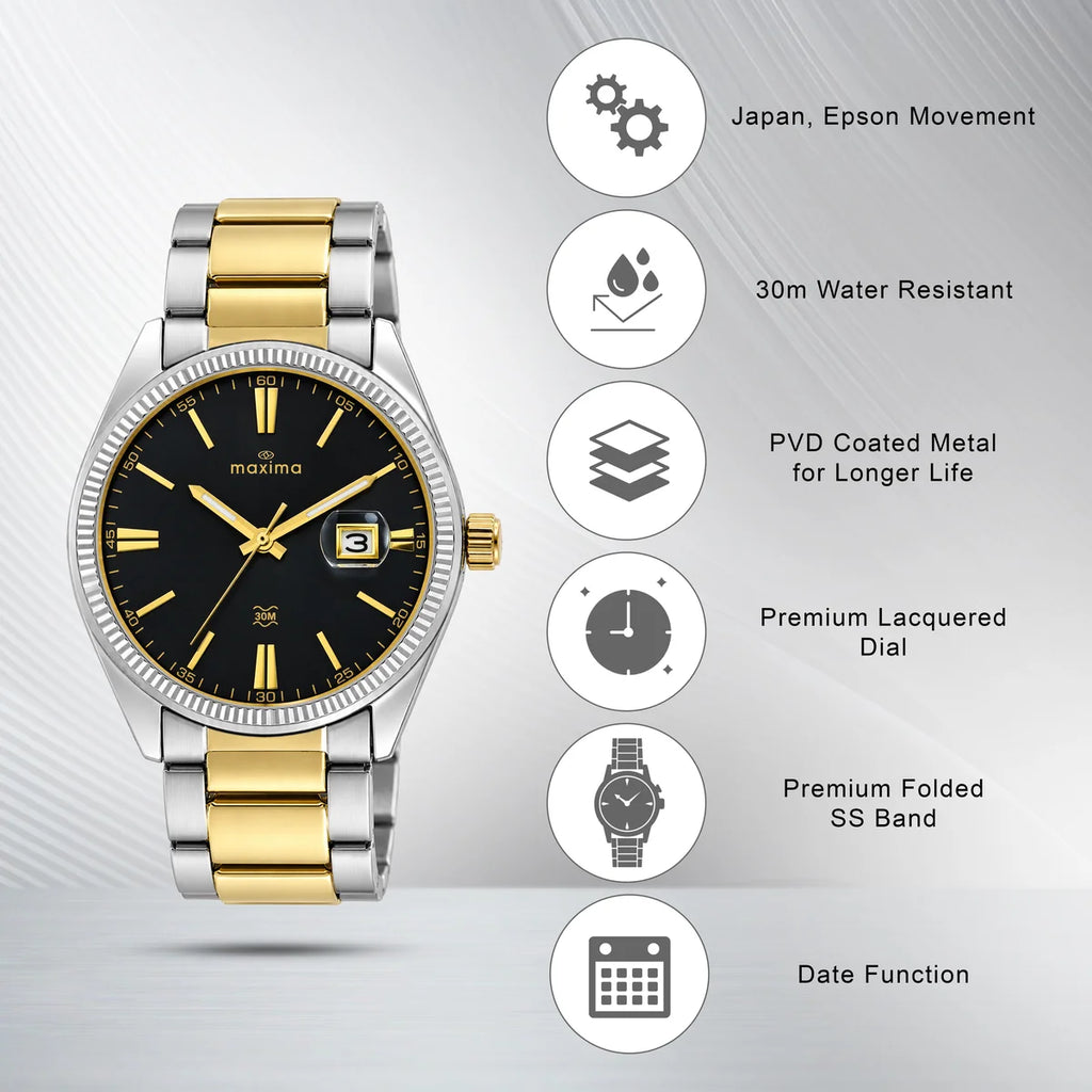 Maxima Apex Black Dial Two-Tone Stainless Steel Strap Kids' Watch 75292CMGT - view 3