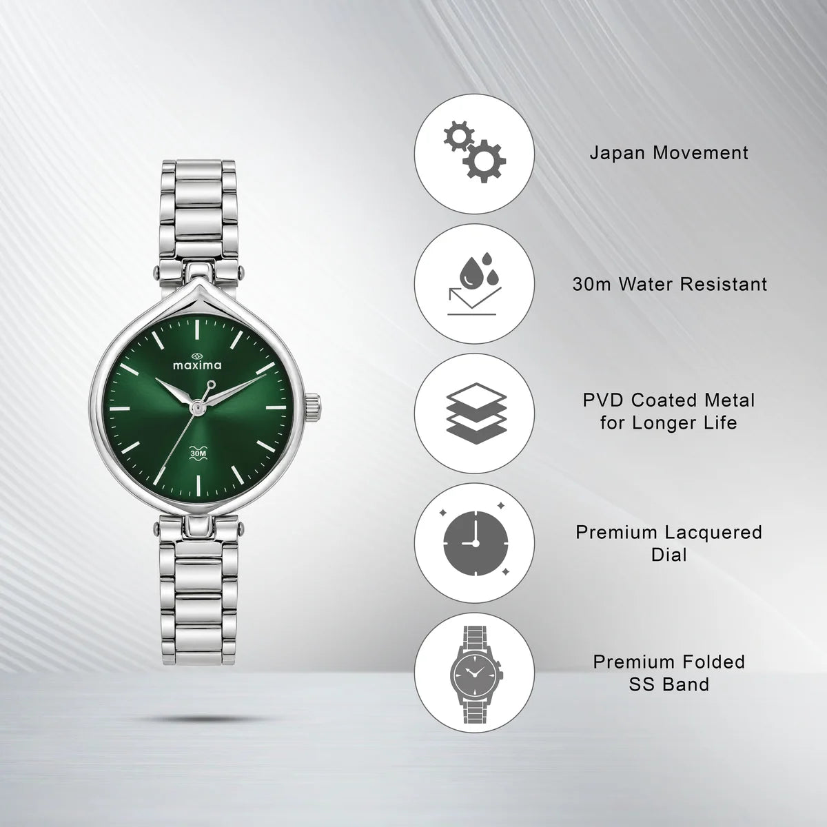 Maxima Attivo Green Dial Stainless Steel Strap Kids' Watch 75983CMLI - view 3