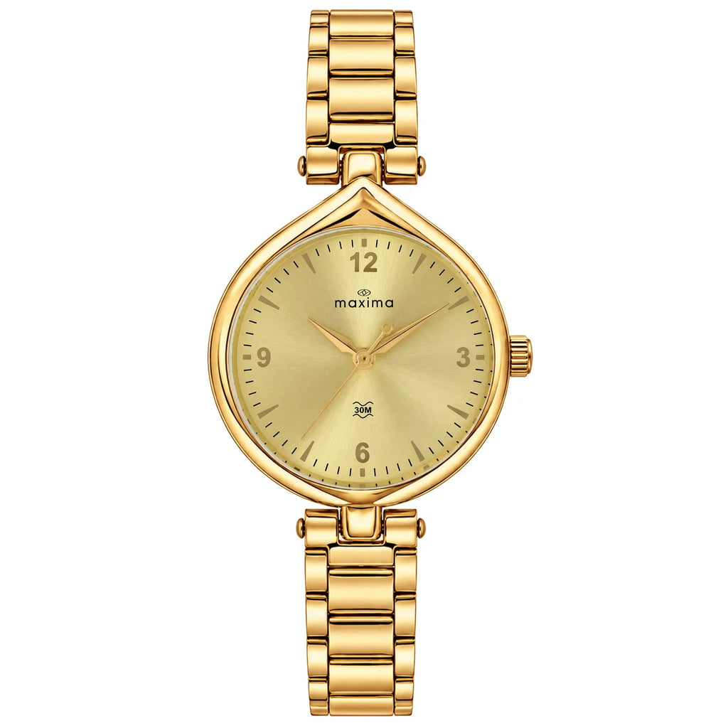 Maxima Kolar Gold Dial Stainless Steel Strap Women's Watch 75990CMLH - view 1