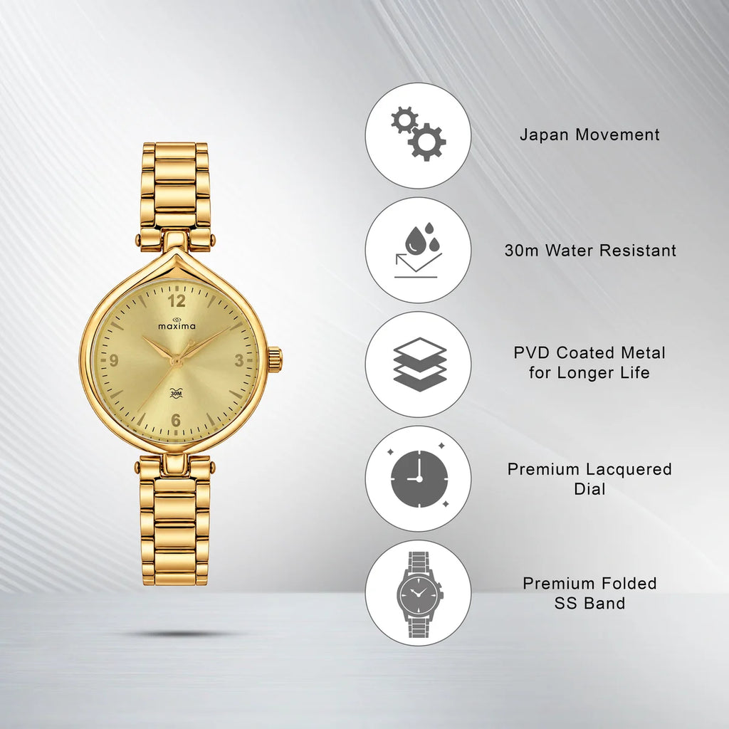 Maxima Kolar Gold Dial Stainless Steel Strap Women's Watch 75990CMLH - view 3