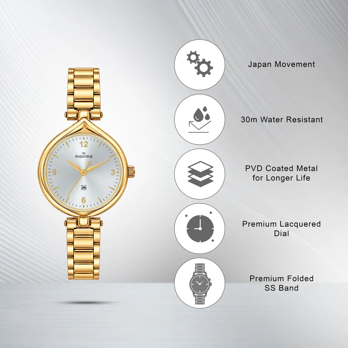 Maxima Kolar Silver Dial Stainless Steel Strap Women's Watch 75991CMLH - view 2