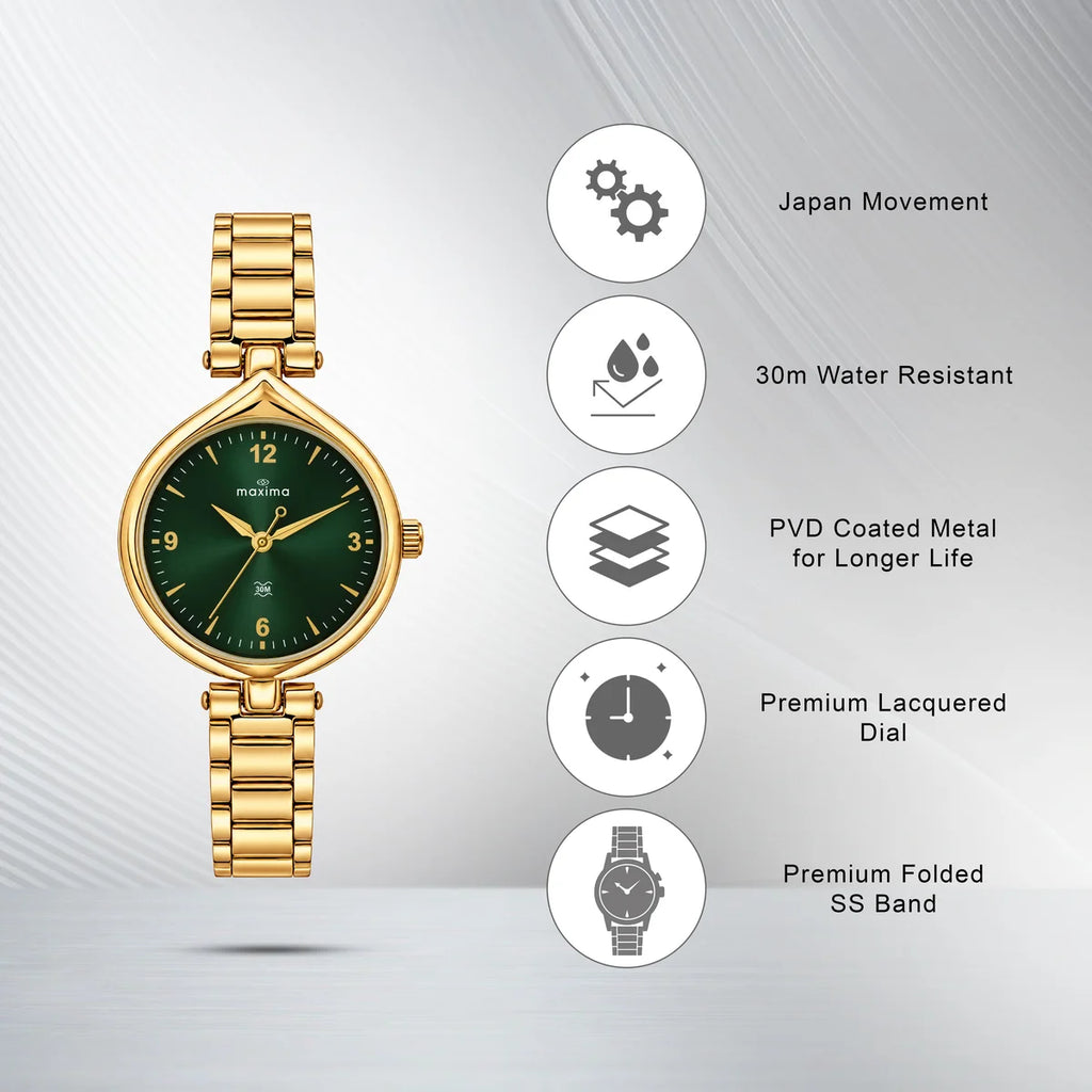 Maxima Kolar Green Dial Stainless Steel Strap Women's Watch 75992CMLH - view 3