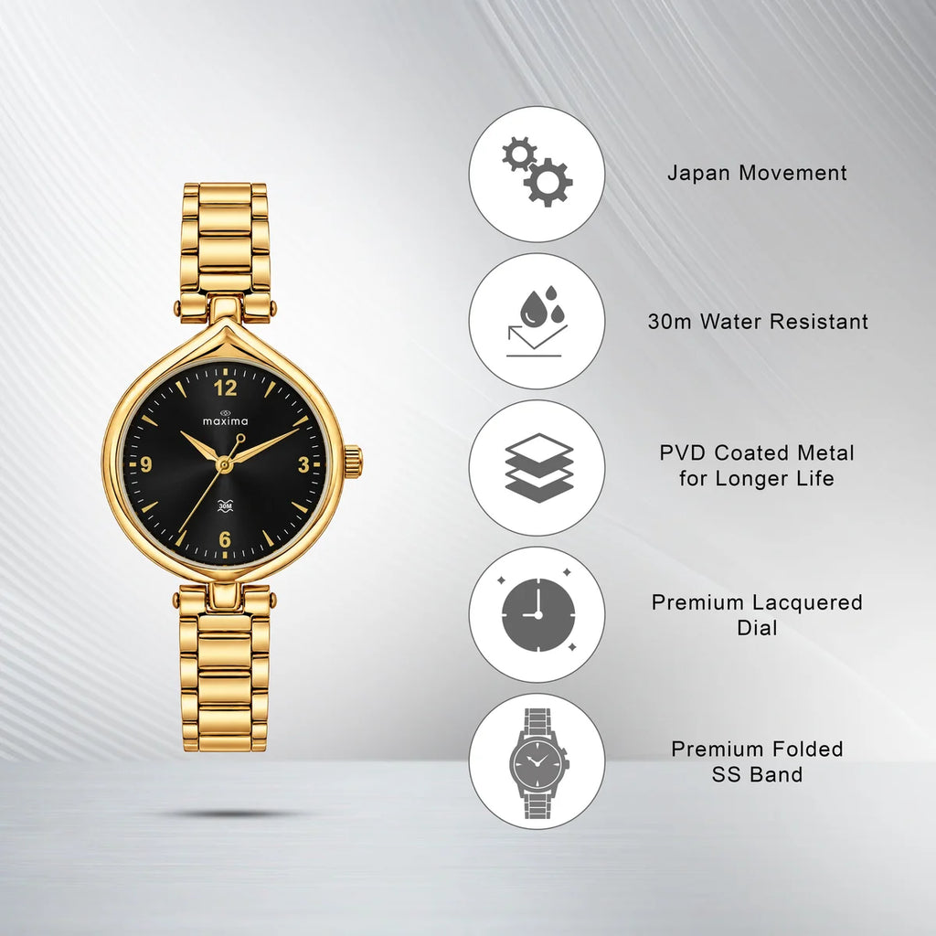Maxima Kolar Black Dial Stainless Steel Strap Women's Watch 75993CMLH - view 3