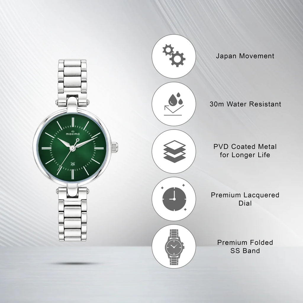 Maxima Attivo Green Dial Stainless Steel Strap Women's Watch 76003CMLI - view 3