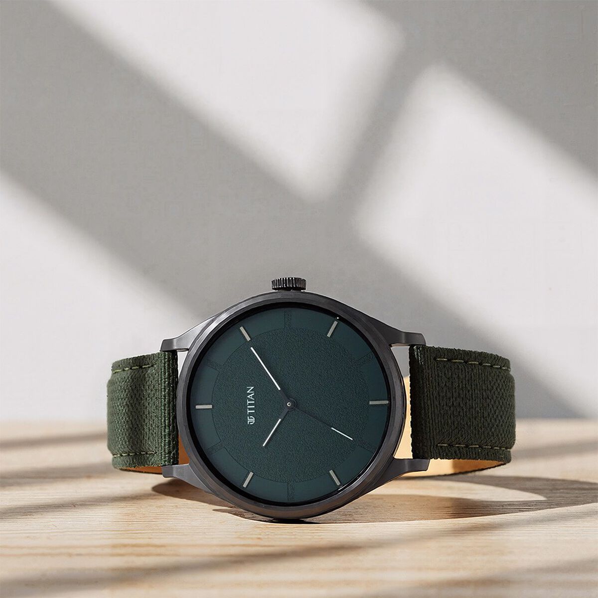 Titan Workwear Green Dial Green Leather Strap Men's Watch 1802NL02 - view 1