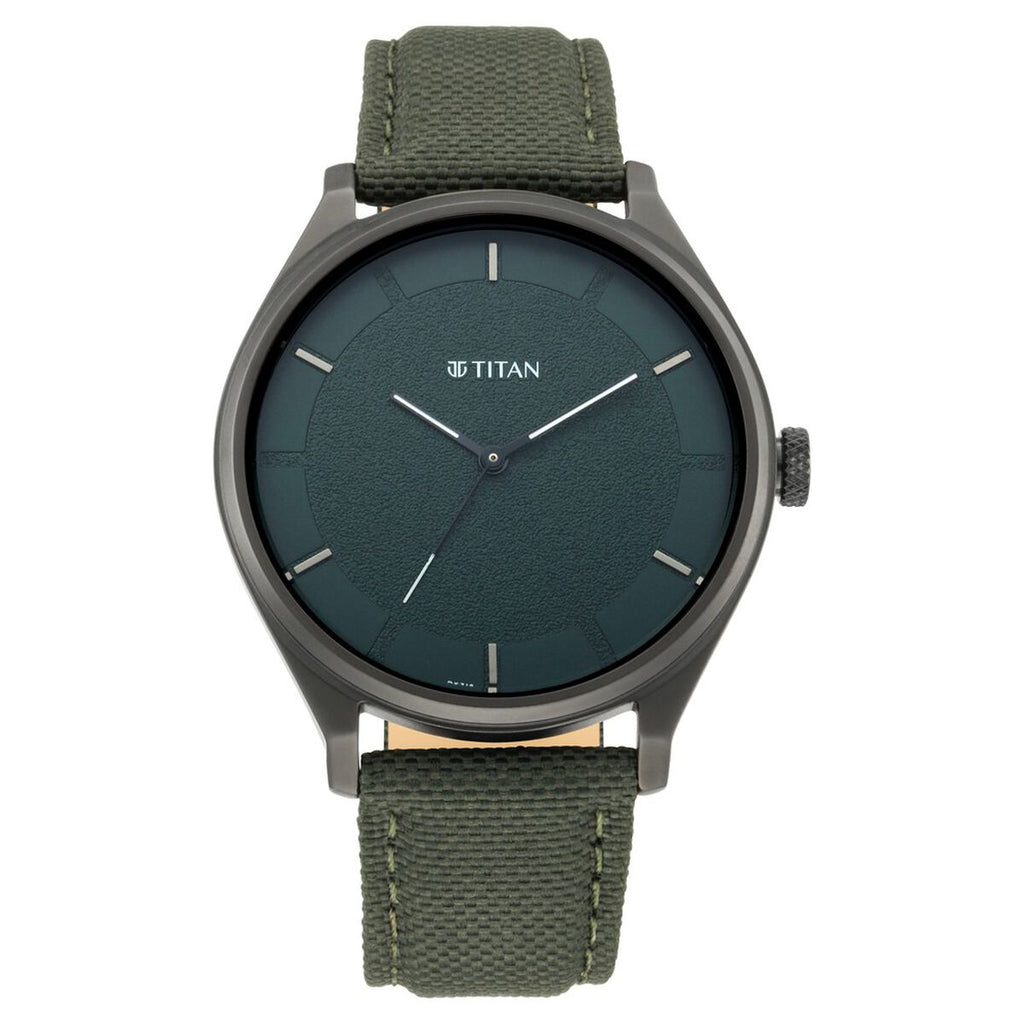 Titan Workwear Green Dial Green Leather Strap Men's Watch 1802NL02 - view 2