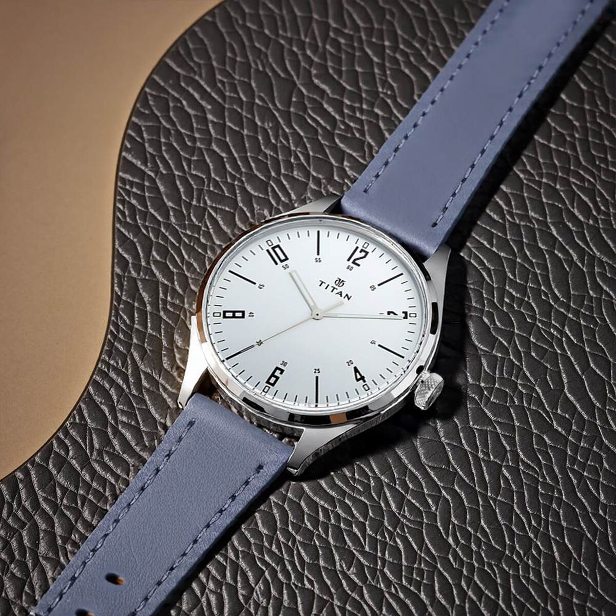 Titan Workwear Silver Dial Blue Leather Strap Men's Watch 1802SL02 - view 1