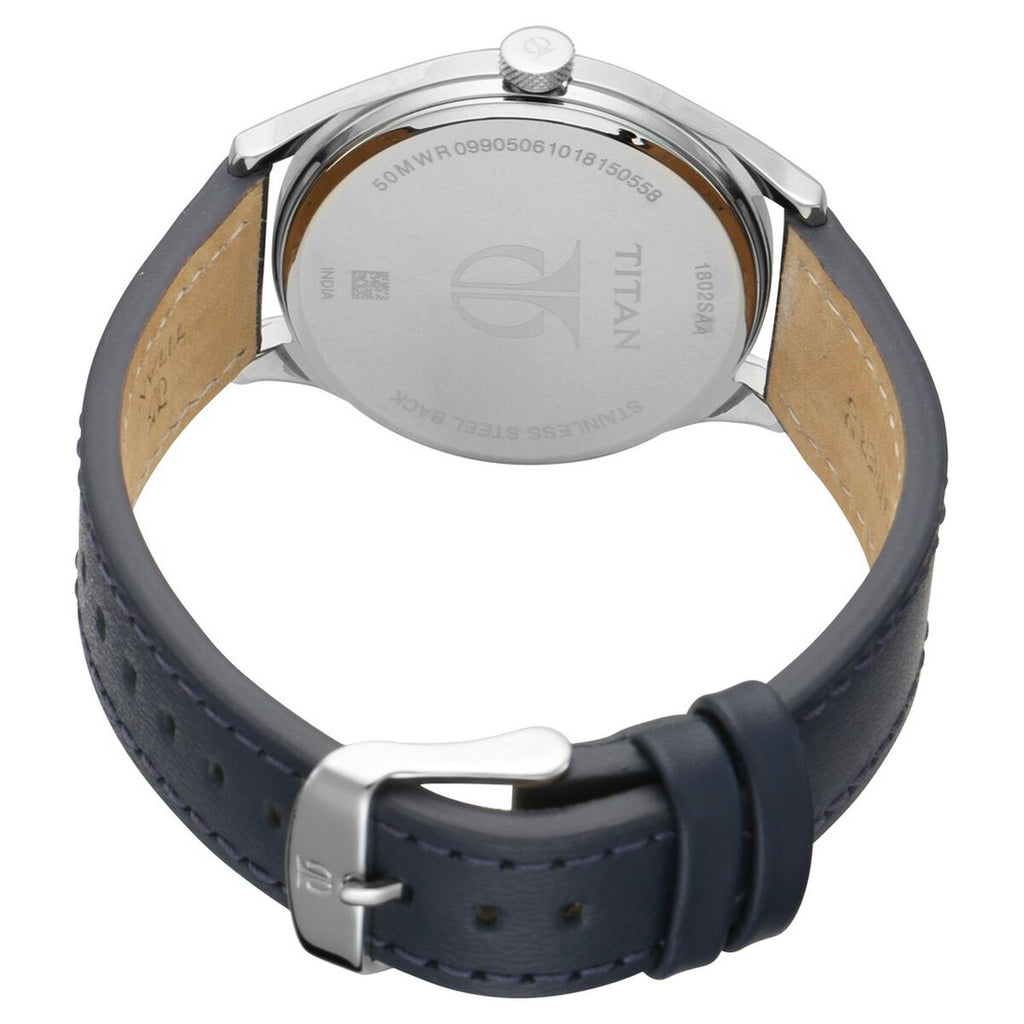 Titan Workwear Silver Dial Blue Leather Strap Men's Watch 1802SL02 - view 4