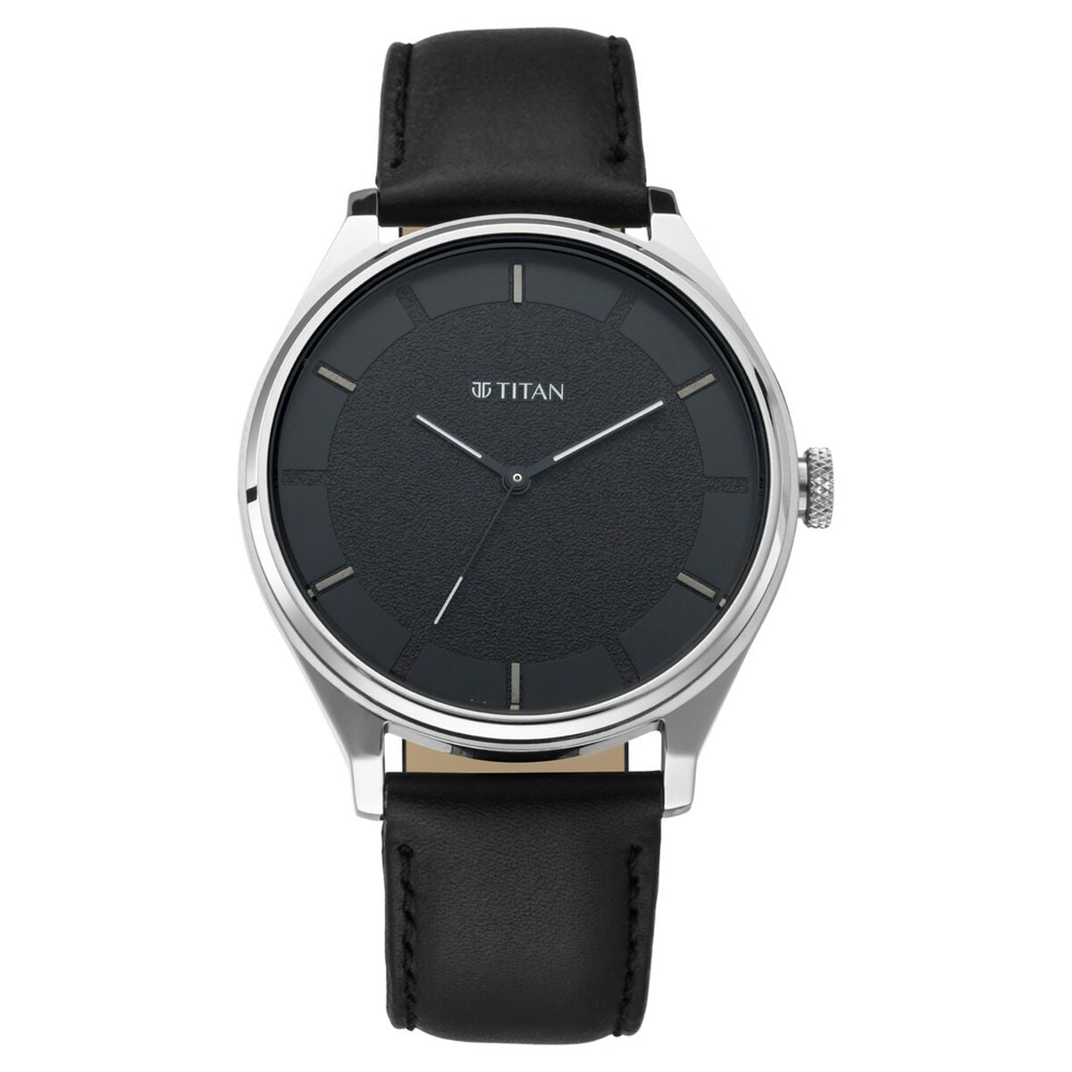 Titan Workwear Black Dial Black Leather Strap Men's Watch view 2